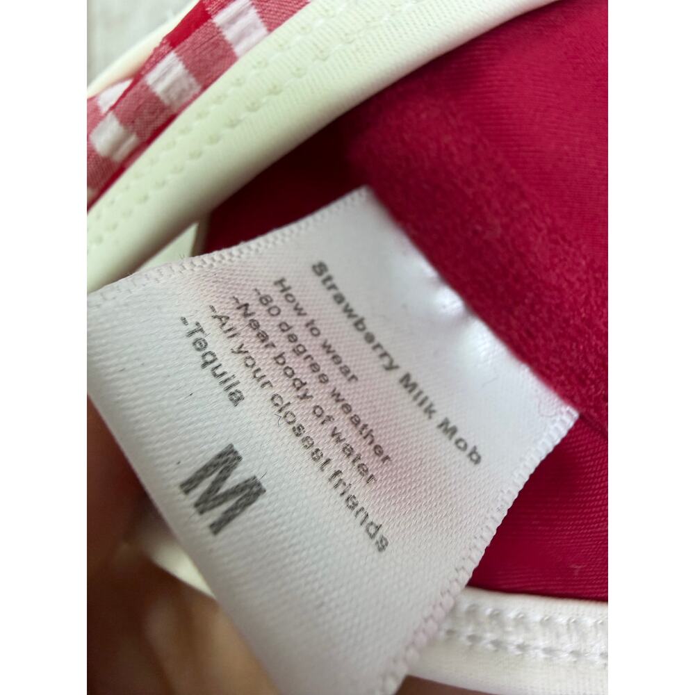 Strawberry Milk Mob Red Gingham Underwire Bikini with White Trim - Picture 4 of 5